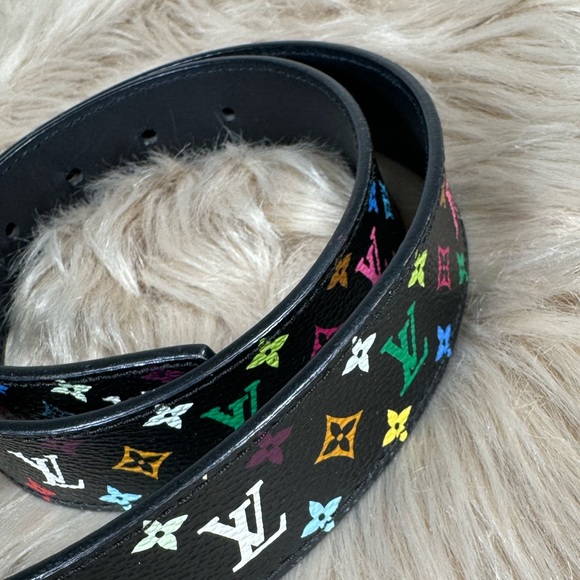 Authentic Louis Vuitton Murakami Black Monogram Belt Size 75 XS - Picture 4 of 13